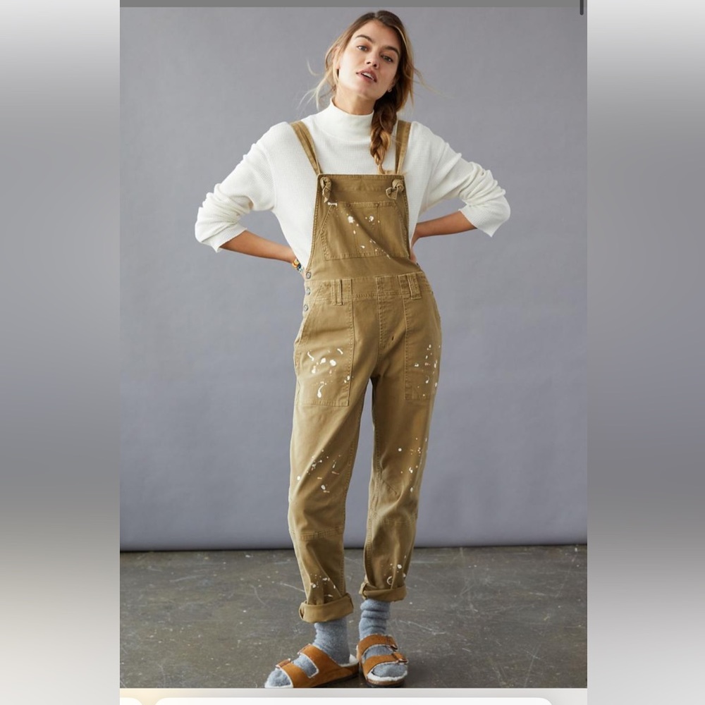 Anthropologie Pilcro the Wandered relaxed paint splattered overalls